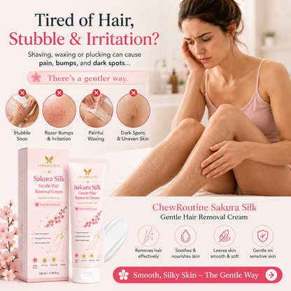 ChewRoutine™ Sakura Silk Gentle Hair Removal Cream | For Women & Men, Sensitive Skin