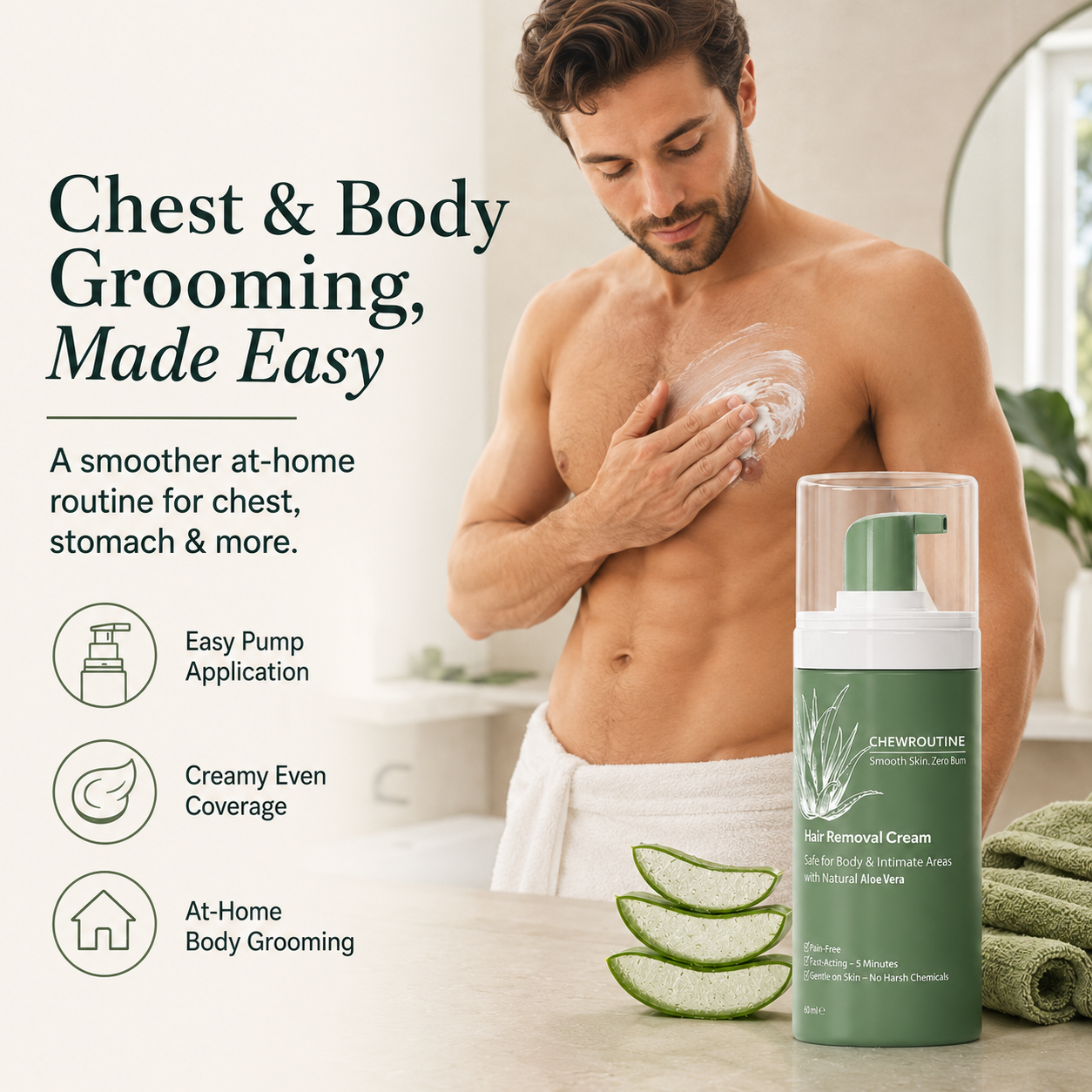 Chewroutine™ Natural Gentle Hair Removal Cream | For Women & Men, Sensitive Skin