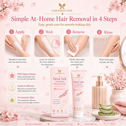 ChewRoutine™ Petal Veil Gentle Hair Removal Cream | For Women & Men, Sensitive Skin