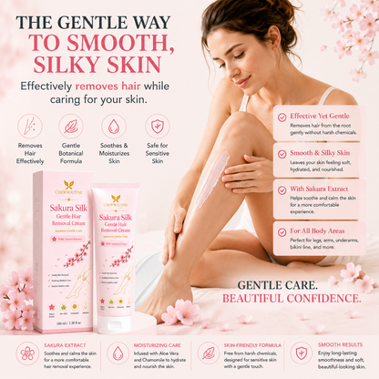 ChewRoutine™ Sakura Silk Gentle Hair Removal Cream | For Women & Men, Sensitive Skin