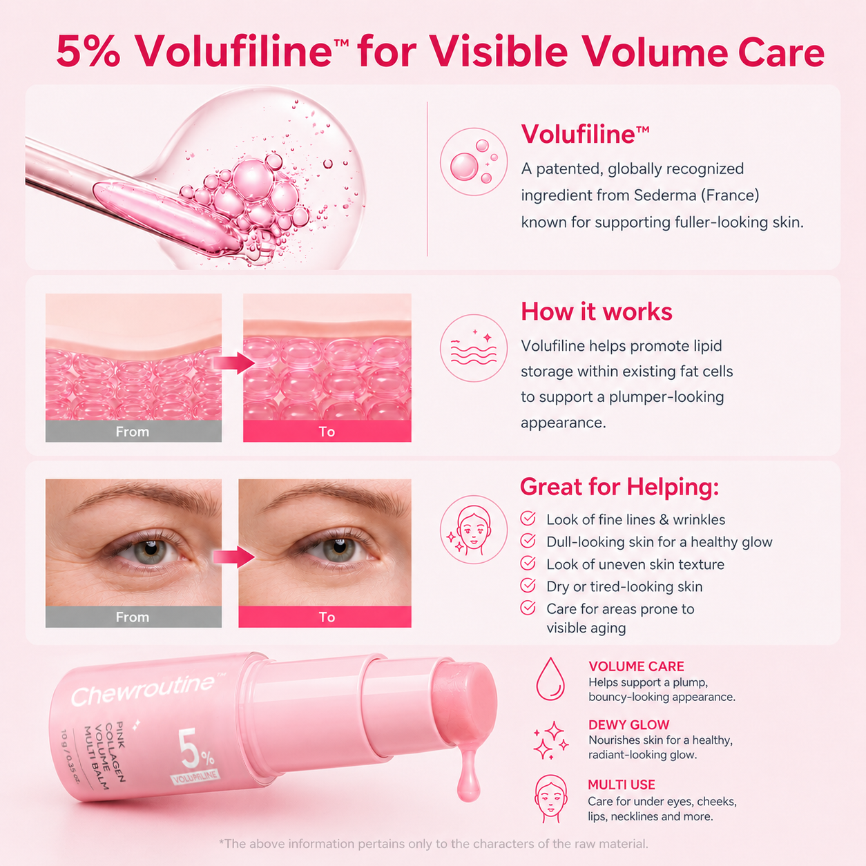 Chewroutine™ Pink Collagen Volume Balm Stick with 5% Volufiline 💖
