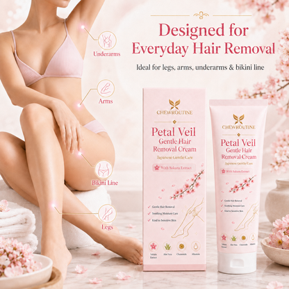ChewRoutine™ Petal Veil Gentle Hair Removal Cream | For Women & Men, Sensitive Skin