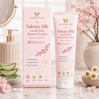 ChewRoutine™ Sakura Silk Gentle Hair Removal Cream | For Women & Men, Sensitive Skin