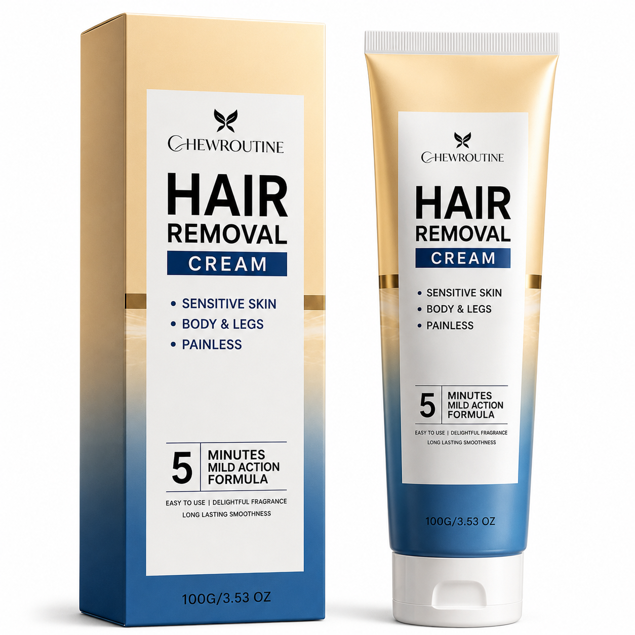 ChewRoutine™ Silky Smooth Hair Removal Cream – Effortless Removal in 5 Minutes, Slower Regrowth in 14 Days