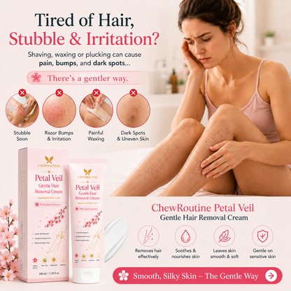 ChewRoutine™ Petal Veil Gentle Hair Removal Cream | For Women & Men, Sensitive Skin