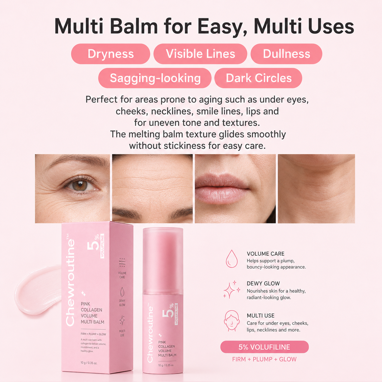 Chewroutine™ Pink Collagen Volume Balm Stick with 5% Volufiline 💖