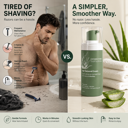 Chewroutine™ Natural Gentle Hair Removal Cream | For Women & Men, Sensitive Skin