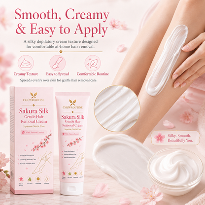 ChewRoutine™ Sakura Silk Gentle Hair Removal Cream | For Women & Men, Sensitive Skin
