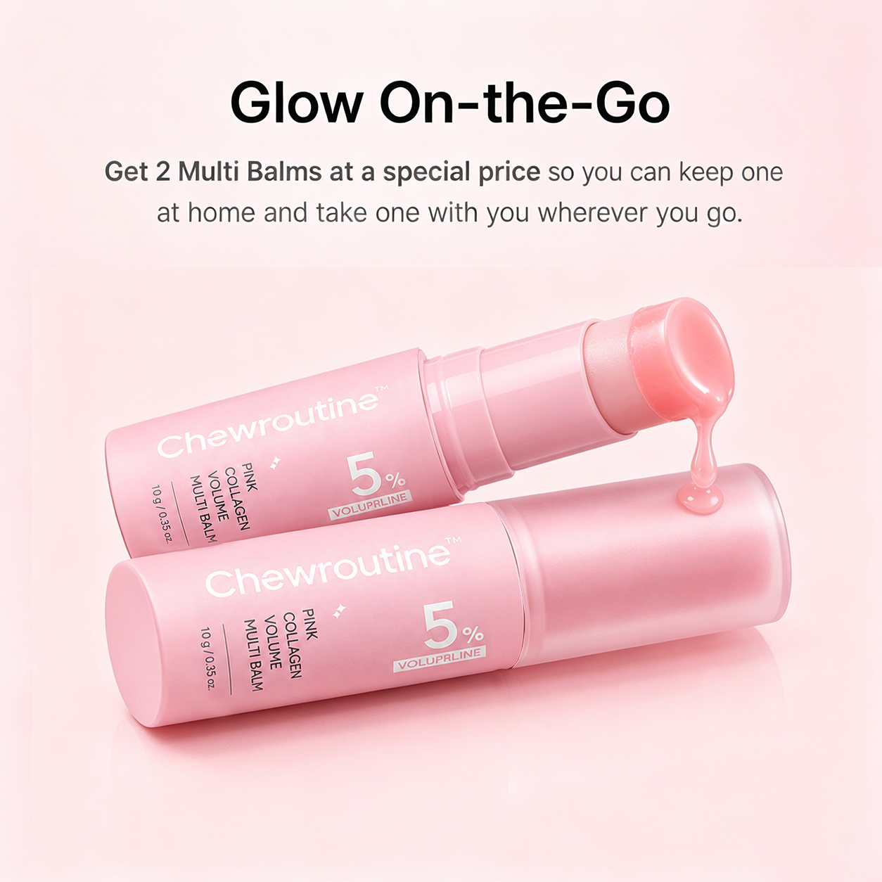 Chewroutine™ Pink Collagen Volume Balm Stick with 5% Volufiline 💖