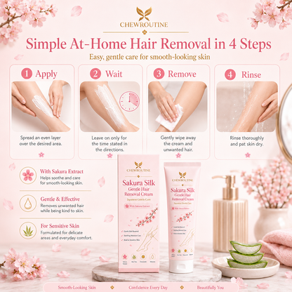 ChewRoutine™ Sakura Silk Gentle Hair Removal Cream | For Women & Men, Sensitive Skin