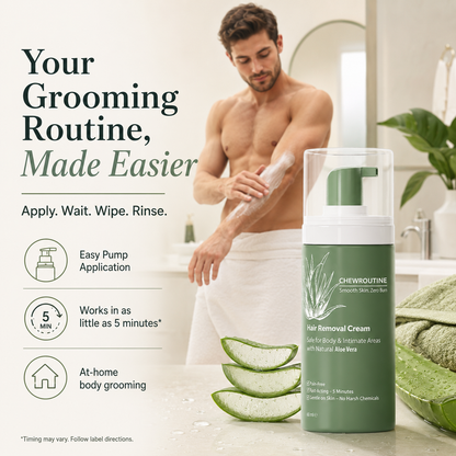 Chewroutine™ Natural Gentle Hair Removal Cream | For Women & Men, Sensitive Skin