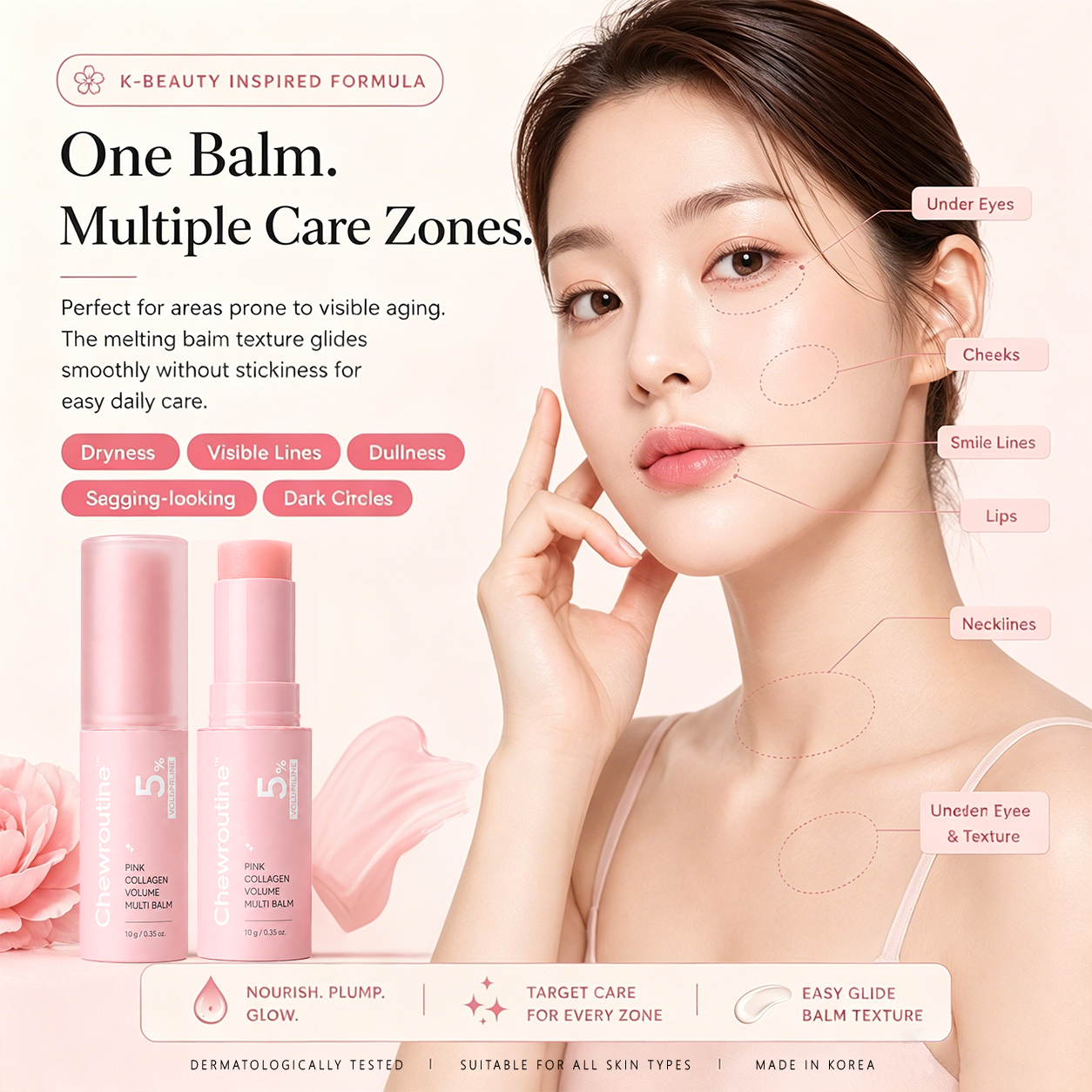 Chewroutine™ Pink Collagen Volume Balm Stick with 5% Volufiline 💖