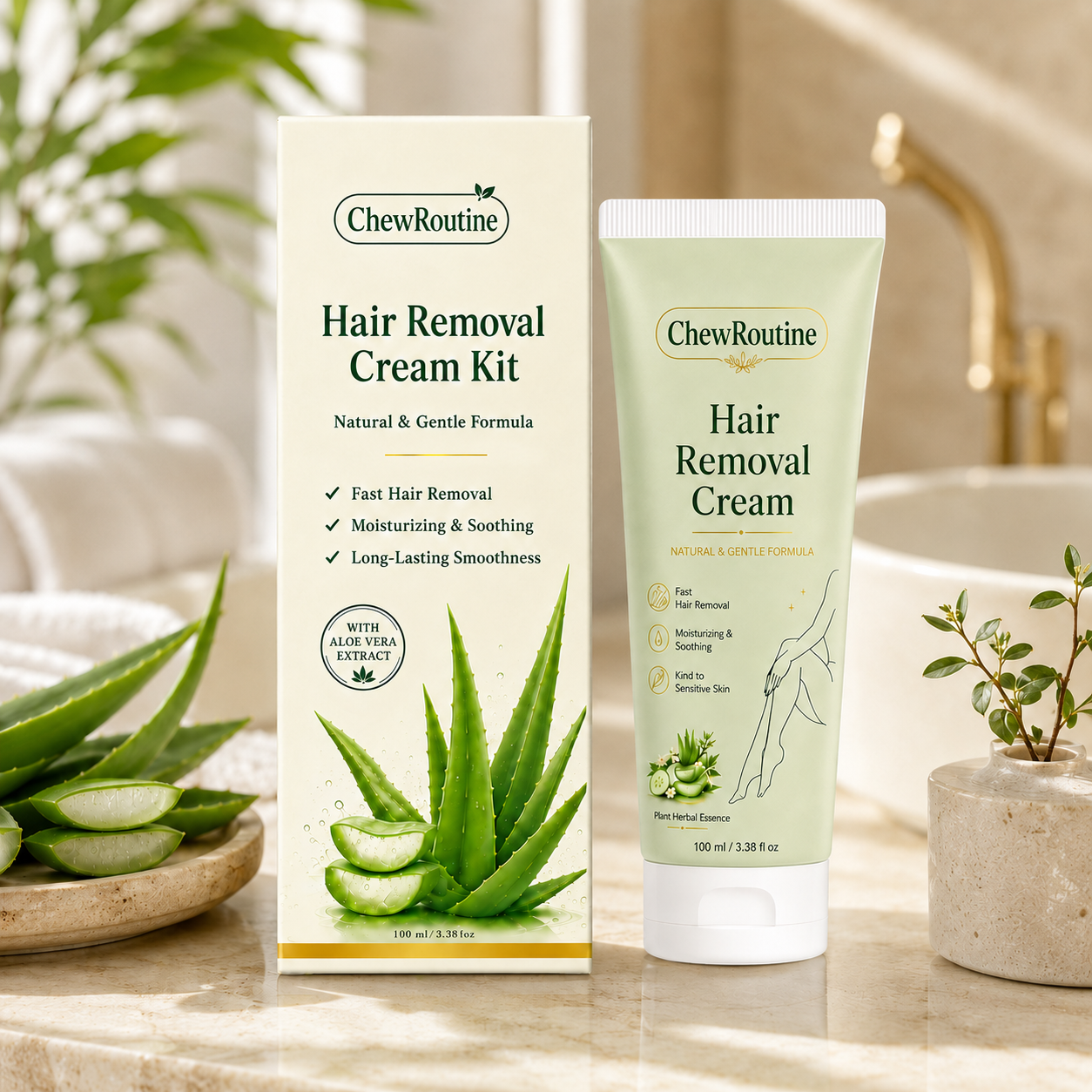 ChewRoutine™ Natural Gentle Hair Removal Cream | For Women & Men, Sensitive Skin