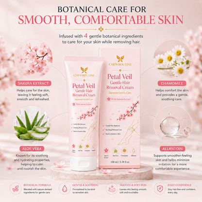 ChewRoutine™ Petal Veil Gentle Hair Removal Cream | For Women & Men, Sensitive Skin
