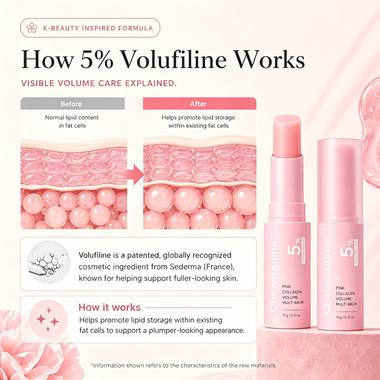 Chewroutine™ Pink Collagen Volume Balm Stick with 5% Volufiline 💖